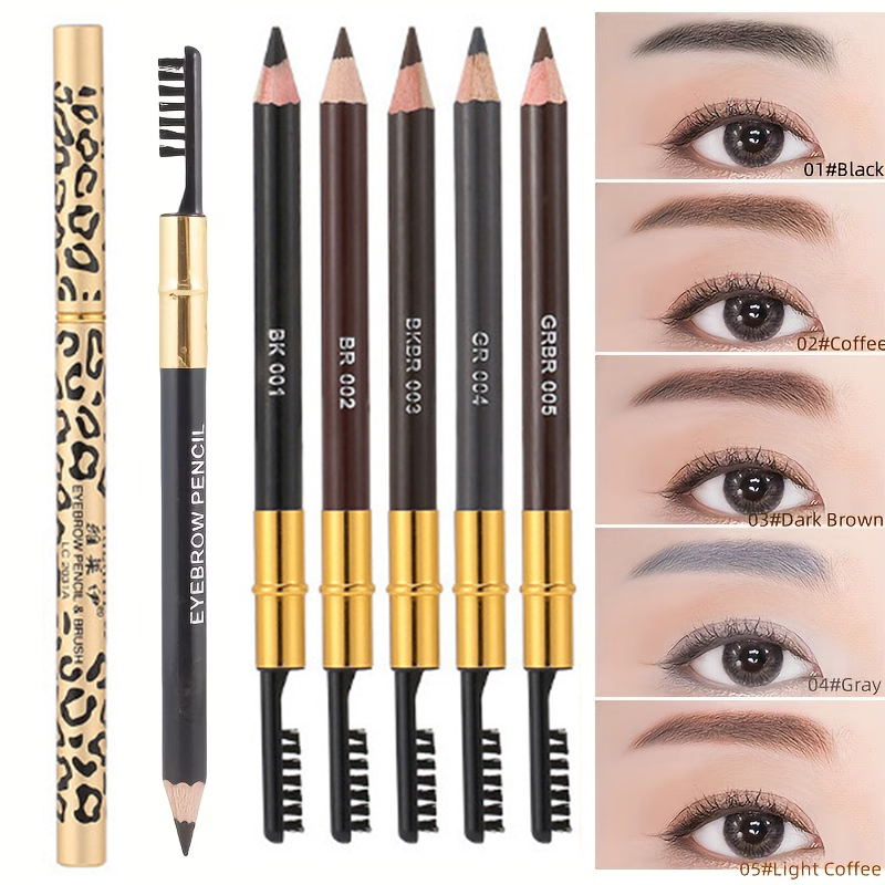 Eyebrow Pomade Pencil - ดินสอเขียนคิ้ว 7 สี ลายเสือดาว หัวคู่ กันน้ำ