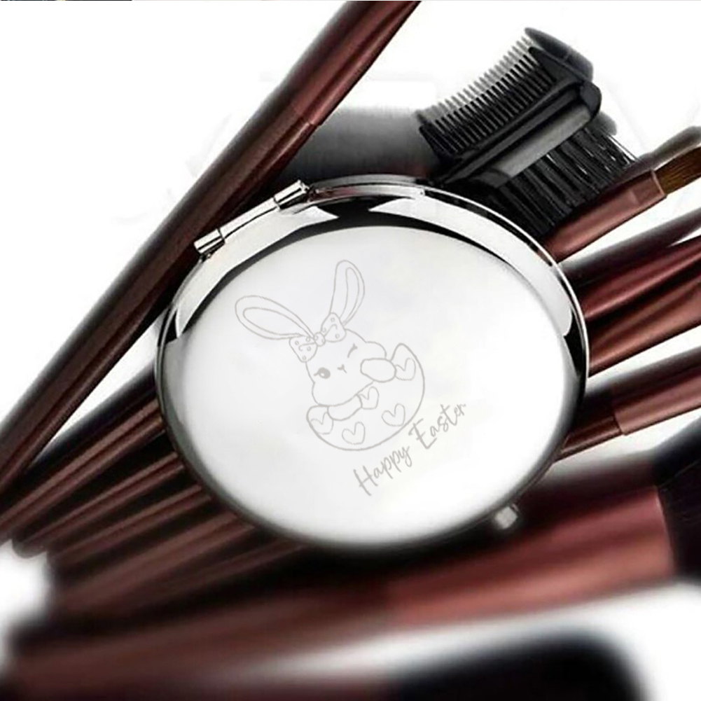Beauty Makeup Names - กระจกแต่งหน้ารูปกระต่ายการ์ตูนสวยงาม 1 ชิ้น พร้อมสลักชื่อ กระจกทรงกลม ของที่ระลึกงานพิธีต่างๆ