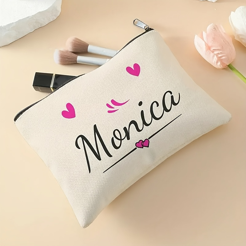 Beauty Makeup Names - กระเป๋าเครื่องสำอางแบบซิปส่วนตัว พร้อมชื่อสั่งทำ กระเป๋าเก็บของสำหรับเดินทาง พกพาสะดวก ของขวัญสุดเพอร์เฟกต์สำหรับผู้หญิง