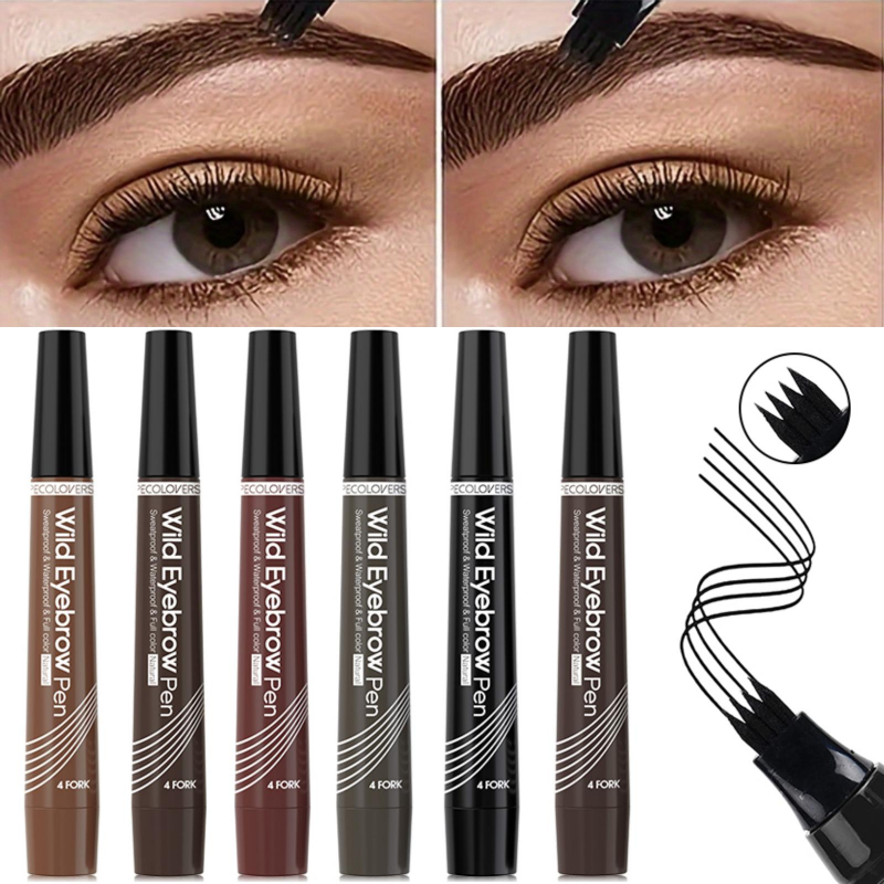 Eyebrow Pomade Pencil - 4ส้อมกันน้ำดินสอเขียนคิ้วผู้หญิง3D ยาวนานเป็นธรรมชาติปากกาเขียนคิ้วแบบน้ำปากกาสักสี peralatan Rias ปลายปากกา