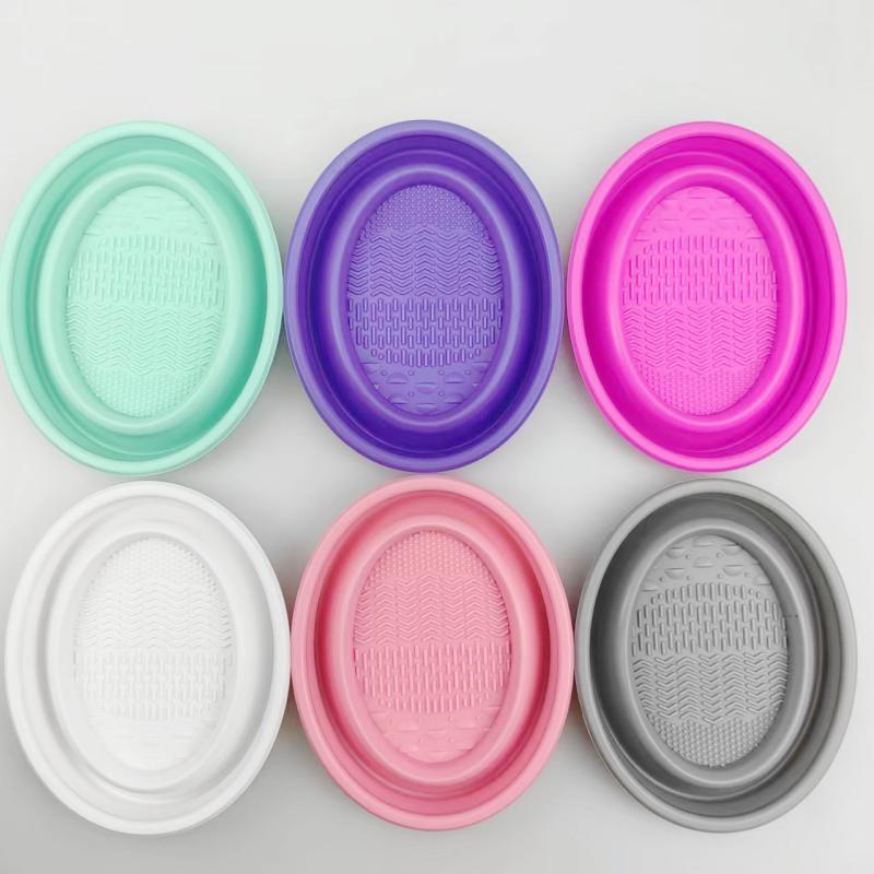 Beauty Makeup Sponge - กล่องทำความสะอาดแปรงแต่งหน้าแบบพับได้ พร้อมแปรงปัดอายแชโดว์ แผ่นทำความสะอาด ซิลิโคนนุ่มสำหรับทำความสะอาดแปรงแต่งหน้า