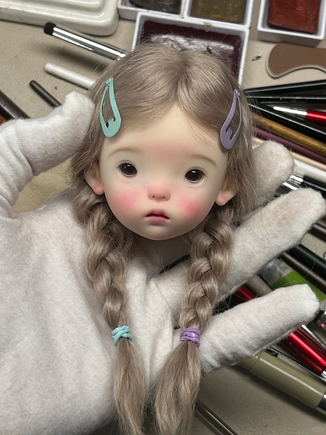 Beauty Y Makeup - SDตุ๊กตาBJD 1/6 Landoudouหัวสาวสวยแต่งหน้าคุณภาพสูงเรซิ่นของเล่นของขวัญเพียงหัวจัดส่งฟรี