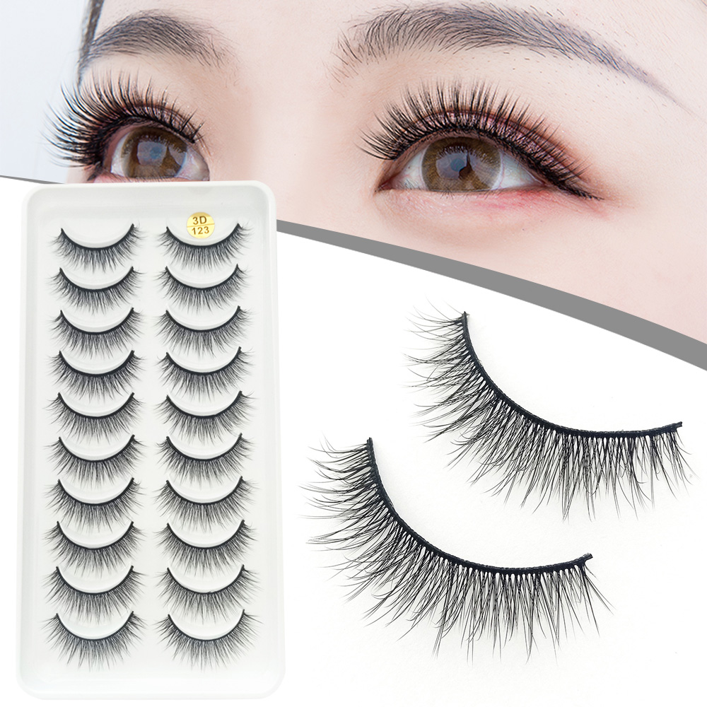 Beauty Makeup Design - 10 คู่ 3D Fluffy ขนตาปลอมขนตาปลอมไม่จําเป็นต้องใช้กาวออกแบบสําหรับ Beauty
