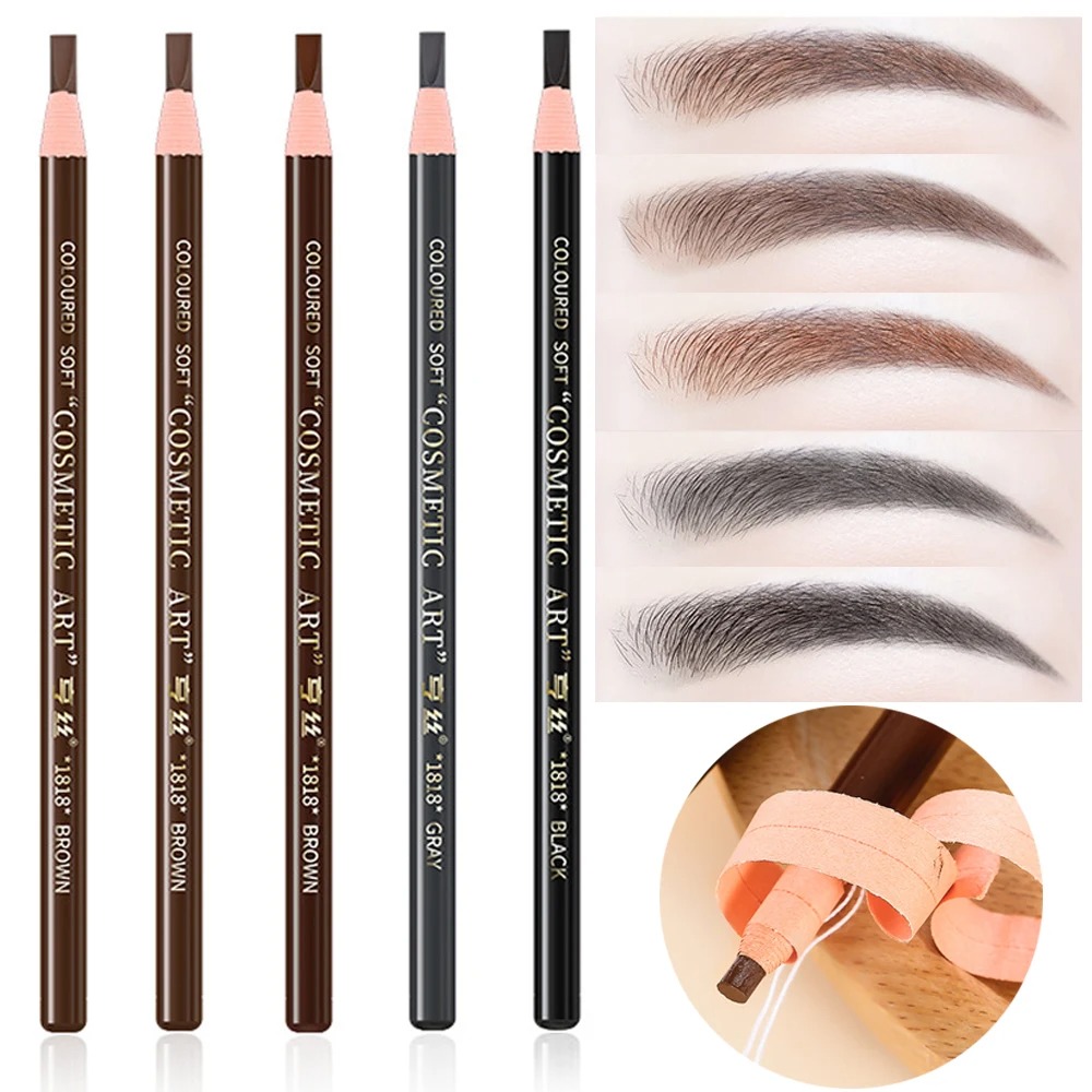 Eyebrow Pomade Pencil - ปากกาไมโครเบลดกันน้ำสำหรับแต่งคิ้วถาวรดินสอเขียนคิ้ว5ชิ้นอุปกรณ์ทำเครื่องหมายดินสอเขียนคิ้วสีเขียนคิ้ว