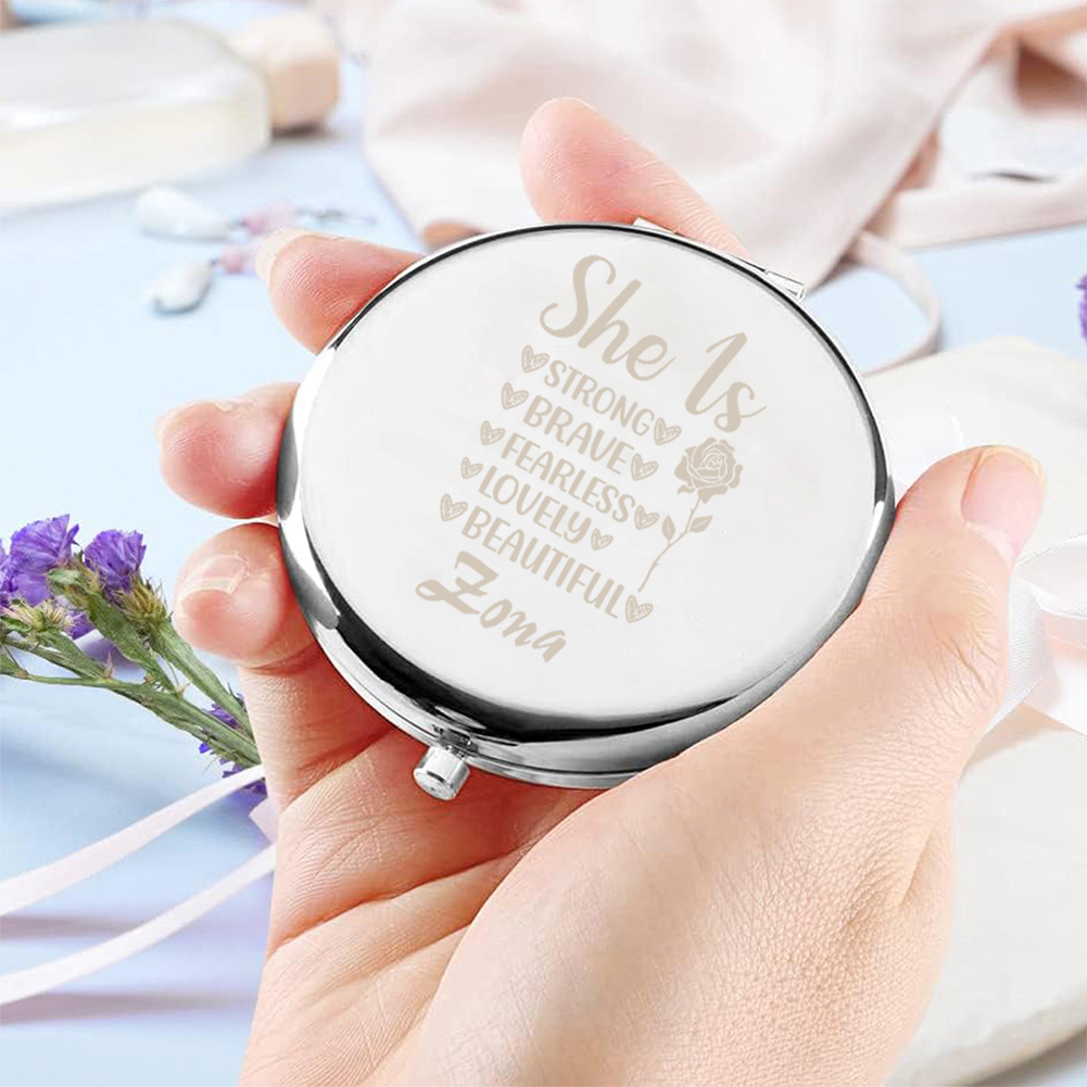 Beauty Makeup Names - กระจกแต่งหน้าแบบพับได้ทรงกลม 1 ชิ้น ลาย Abstract She