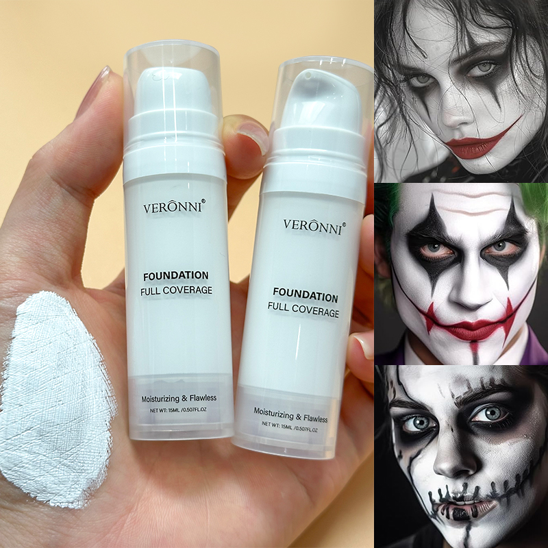 Beauty Makeup Pictures - ฮาโลวีน Liquid Goth แต่งหน้าสีขาวการจับคู่รองพื้นคอนซีลเลอร์คอสเพลย์สีขาว Clown สีขาว