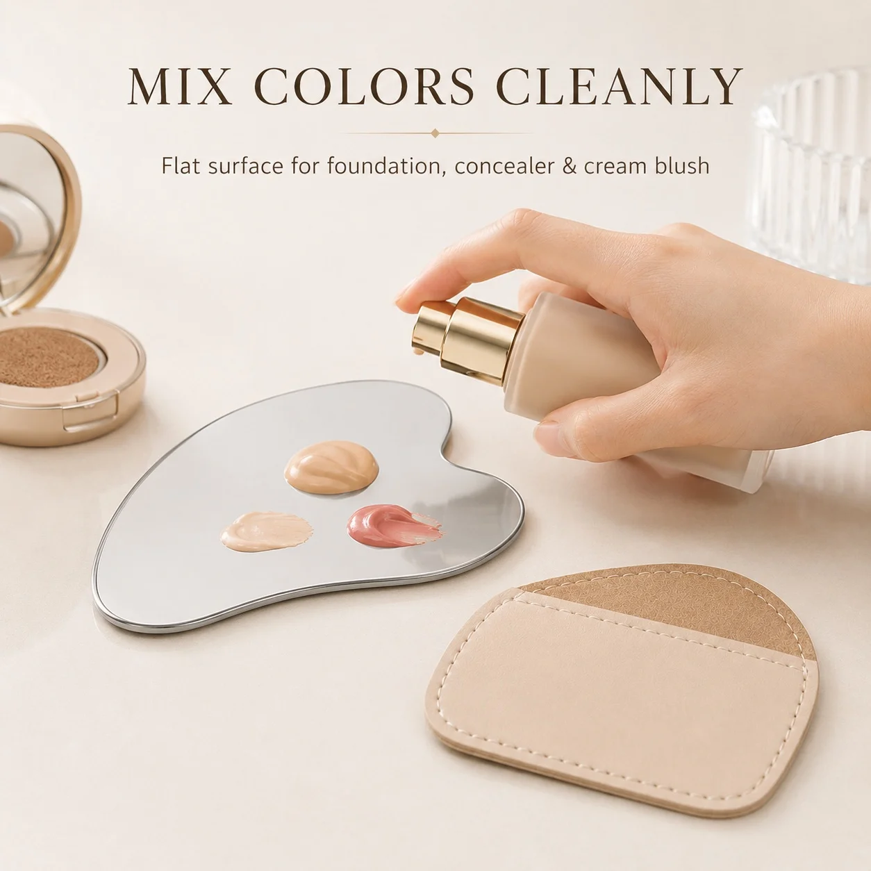 พาเลตผสมเครื่องสำอางสแตนเลสทรง - Beauty Makeup Tool บทวิจารณ์และราคา