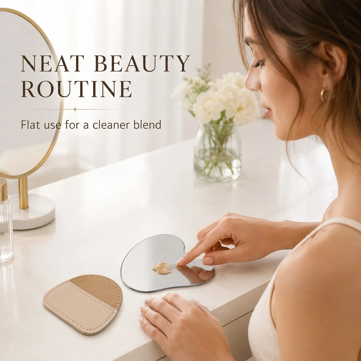พาเลตผสมเครื่องสำอางสแตนเลสทรง - Beauty Makeup Tool บทวิจารณ์และราคา