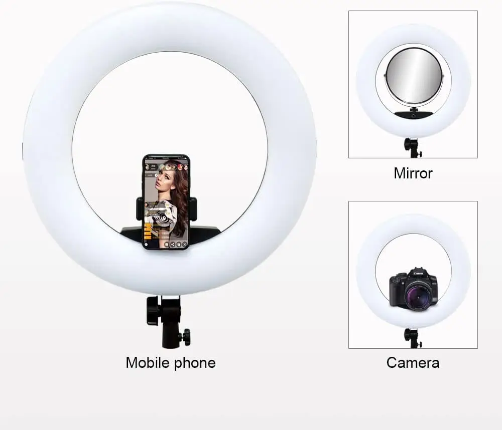 FD480 โคมไฟวงแหวน LED ขนาด 18  - Beauty Makeup Youtube บทวิจารณ์และราคา